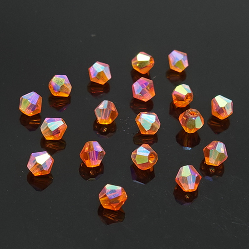 Hot Orange half AB bicone crystal glass 5301 # loose spacer Beads DIY 3mm4mm6mm