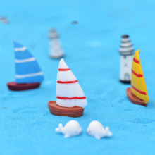 2pcs Artificial Sailboat Boat Miniature Resins Figurines Resin Diy Craft Micro Landscape Moss Terrarium Supplies Ornaments Gifts