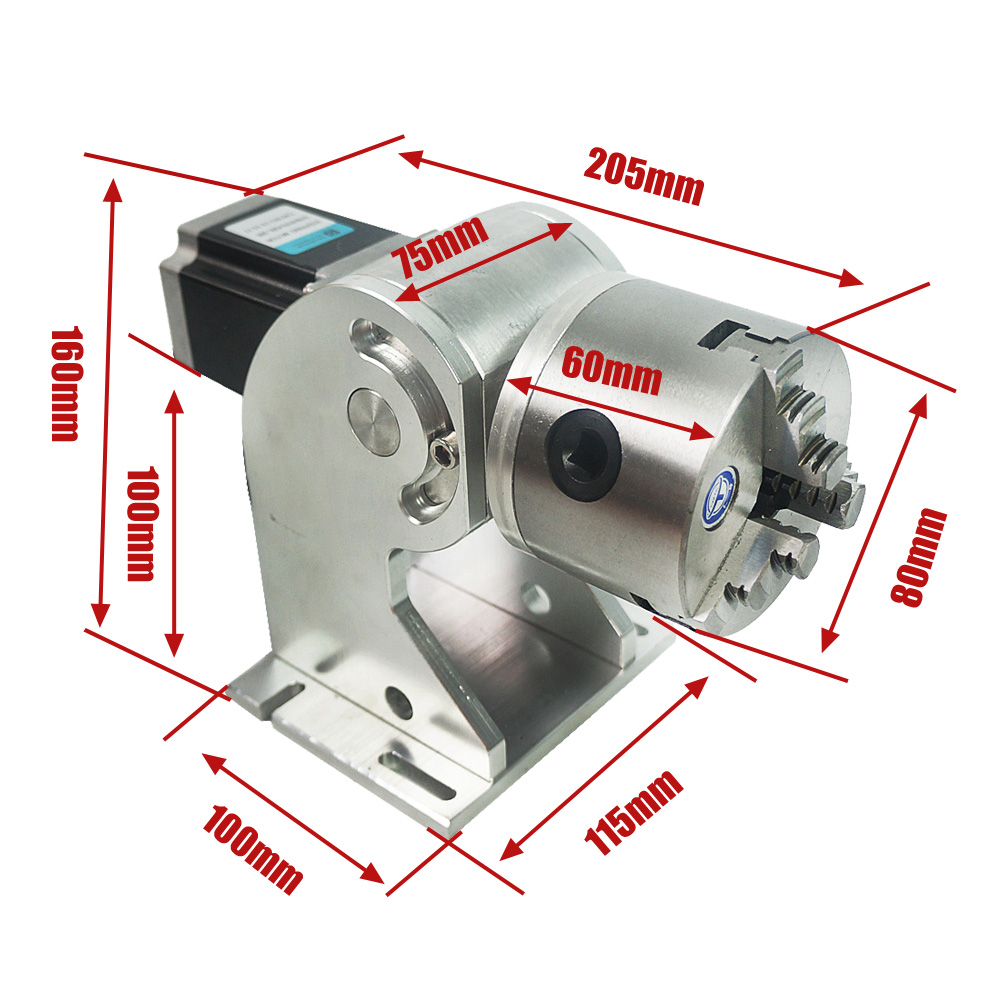3 claws Rotary axis 80mm 4th axis for fiber laser making machine