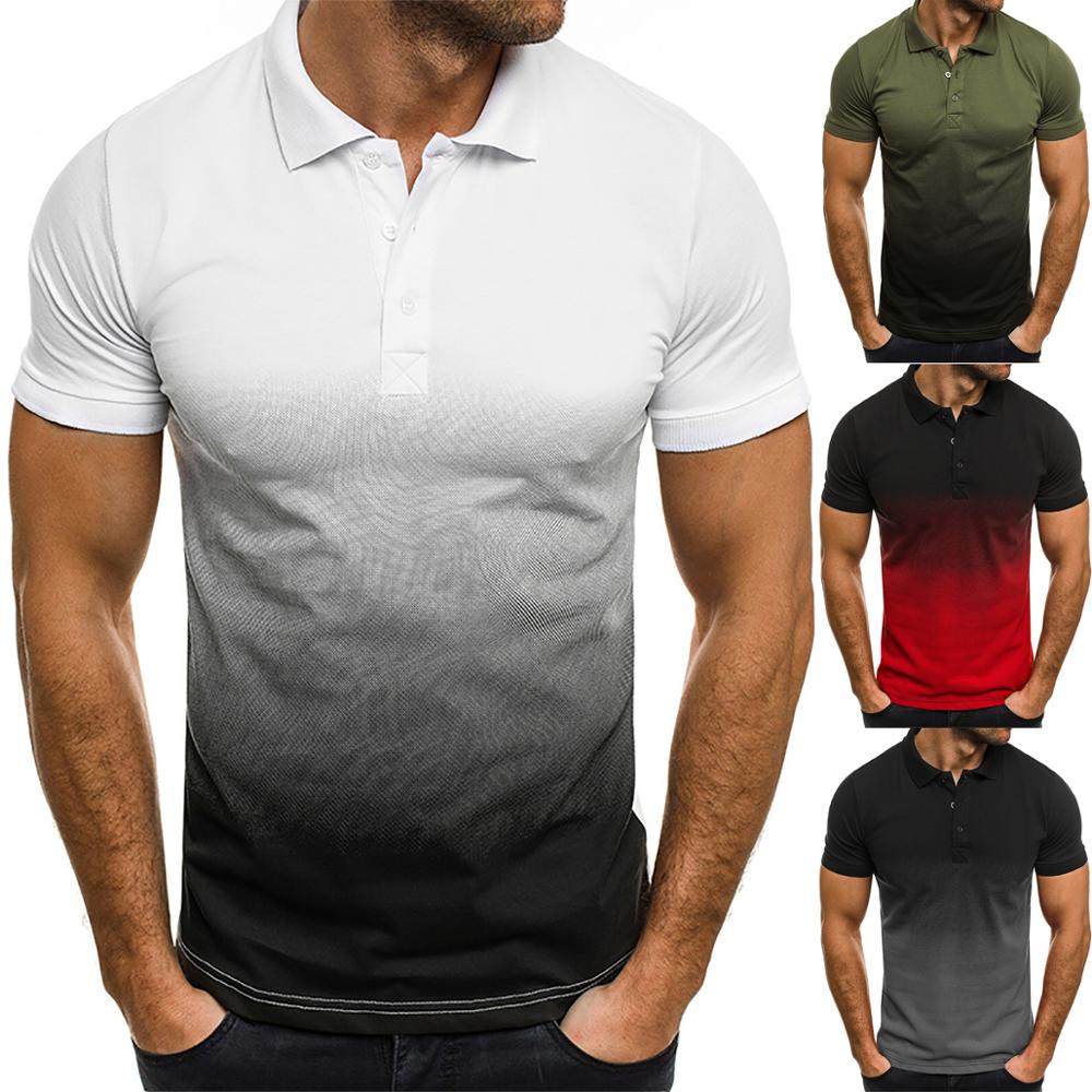Men's Polo Shirts Cotton Gradient Slim Polo Shirt Men Clothing Casual Shirts for Men ropa hombre streetwear Polo Shirts male
