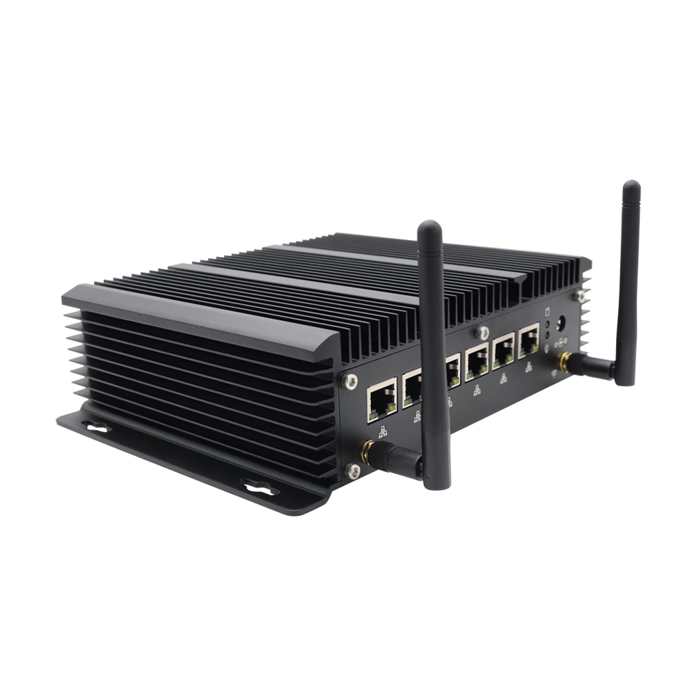 Industrial Fanless Mini PC Intel Core i5 8265U i3 6157U 6 Lans Firewall Router Pfsense Server 2*RS232 4*USB3.0 HDMI 4G/3G AES-NI