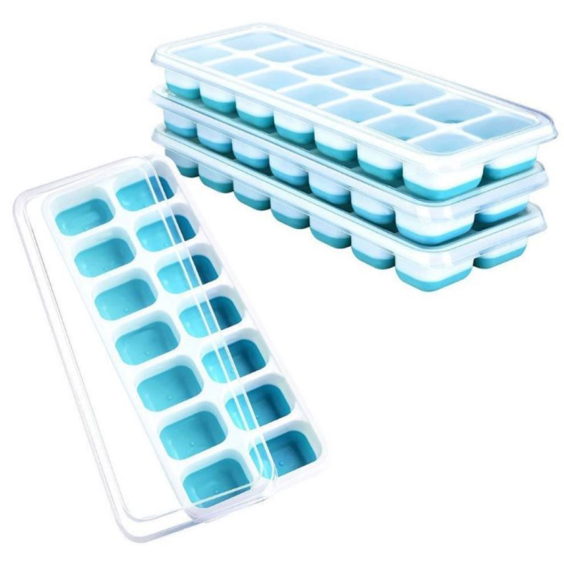 New DIY 14 Cubes Silicone Ice Lattice Mold With Cover Lid Ice Cube Frozen Making Tool Ice Cube Tray Kitchen Bar Accessories