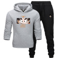 New men Hoodie set Anime tracksuit Sweatshirt set Fleece Hoodie + sweatpants jogging Homme Pullover men's sweatsuit