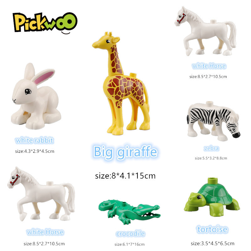 Pickwoo D5 Big Size Diy Building Blocks Grassland Farm Animal Accessories Figures Compatible with Large Size Toys