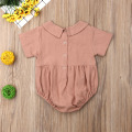 2019 Baby Summer Clothing Cute Infant Baby Girls Boys Solid Bodysuits Peter Pan Collar Jumpsuits Outfits Clothes Casual Playsuit