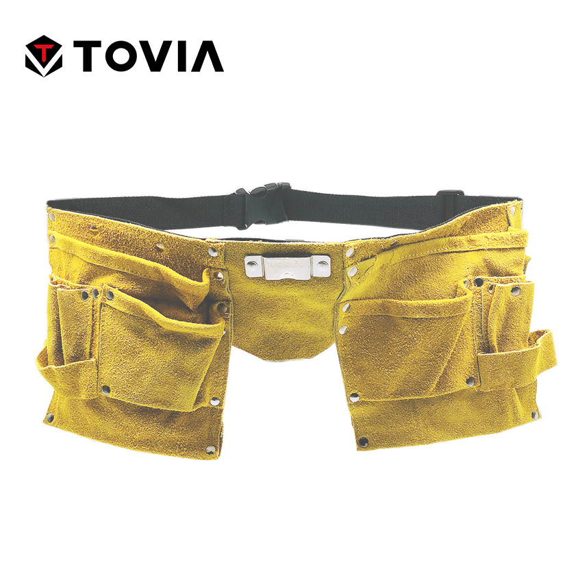 TOVIA Cow Leather Electrician Bag Waist Pouch Belt Storage Tool Bag Pocket Kit for Screwdriver Wrench Scissor Hand Tool