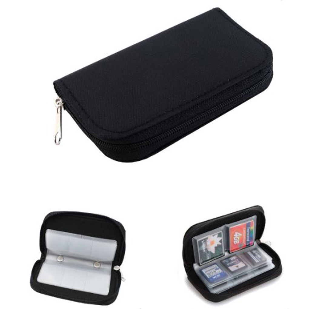 Black 22 slots Memory Card SD card Storage Carrying Pouch Holder Wallet Case Bag