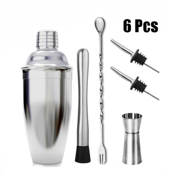 6Pcs/Set Stainless Steel Cocktail Shaker Mixer Wine Martini Boston Shaker For Bartender Drink Party Bar Tools 750ML