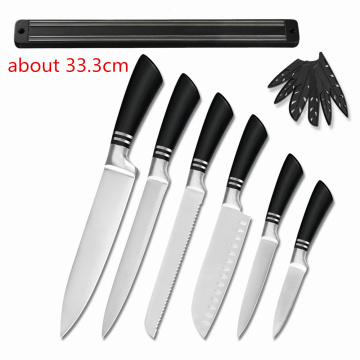 XYj Kitchen Stainless Steel 7PCS Chef Knife Set 8'' Slicing Bread Chef 7'' Santoku 5''Utility 3.5'' Paring Knife Wall Holder