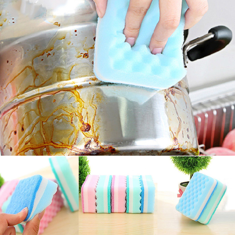 1pc/5pcs Cleaning Brushes Soft Dish Bowl Pot Pan Cleaning Sponges Scouring Pads Cooking Cleaning Tool Kitchen Accessories