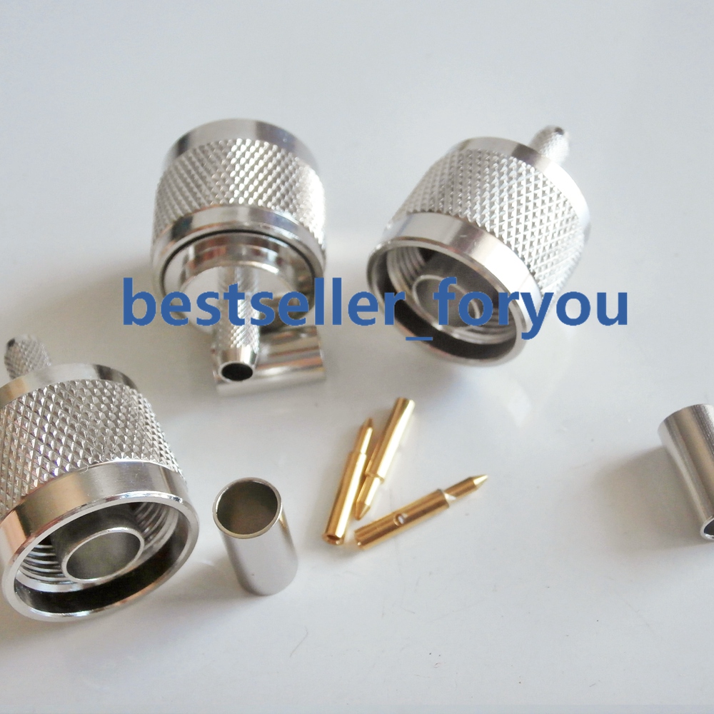 N Type RF Coaxial Connector 50-3 N-Type Male Connector Crimp For RG58 RG142 RG400 LMR195 Cable Free Shipping