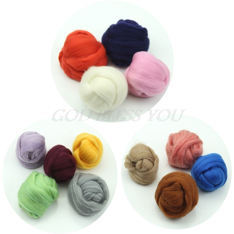 15 Colors Wool Corriedale Needlefelting Top Roving Dyed Spinning Wet Felting Fiber Drop Shipping