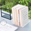 1 Pair Wrought Iron Bookends Book Support Simple Desktop Office Magazine Organizer Stand Shelf Holder