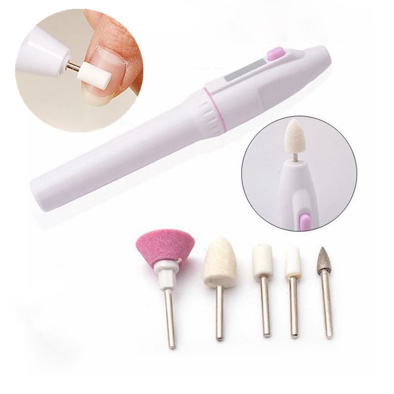 MANDISA 5 in1 Electric Mini Nail File Professional Fingernail Polisher Set Portable Nail Drill Cuticle Cutter For Manicure Tools