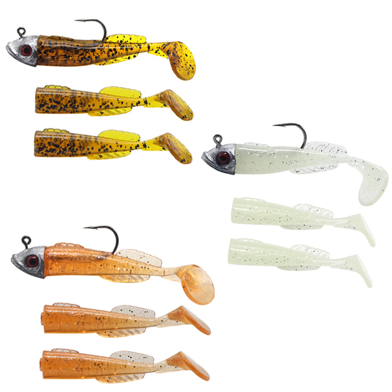 2020 News Jigging Soft Bait Fishing Lures 5.6cm DIY Lead Head Jig 2 Replacement Lure Fish T Tail Sea Bass Lure Fishing Tackle