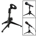 Mini Foldable Adjustable Desktop Microphone Stand Meeting Lectures Tripod MC5 Mic Clip Holder Bracket