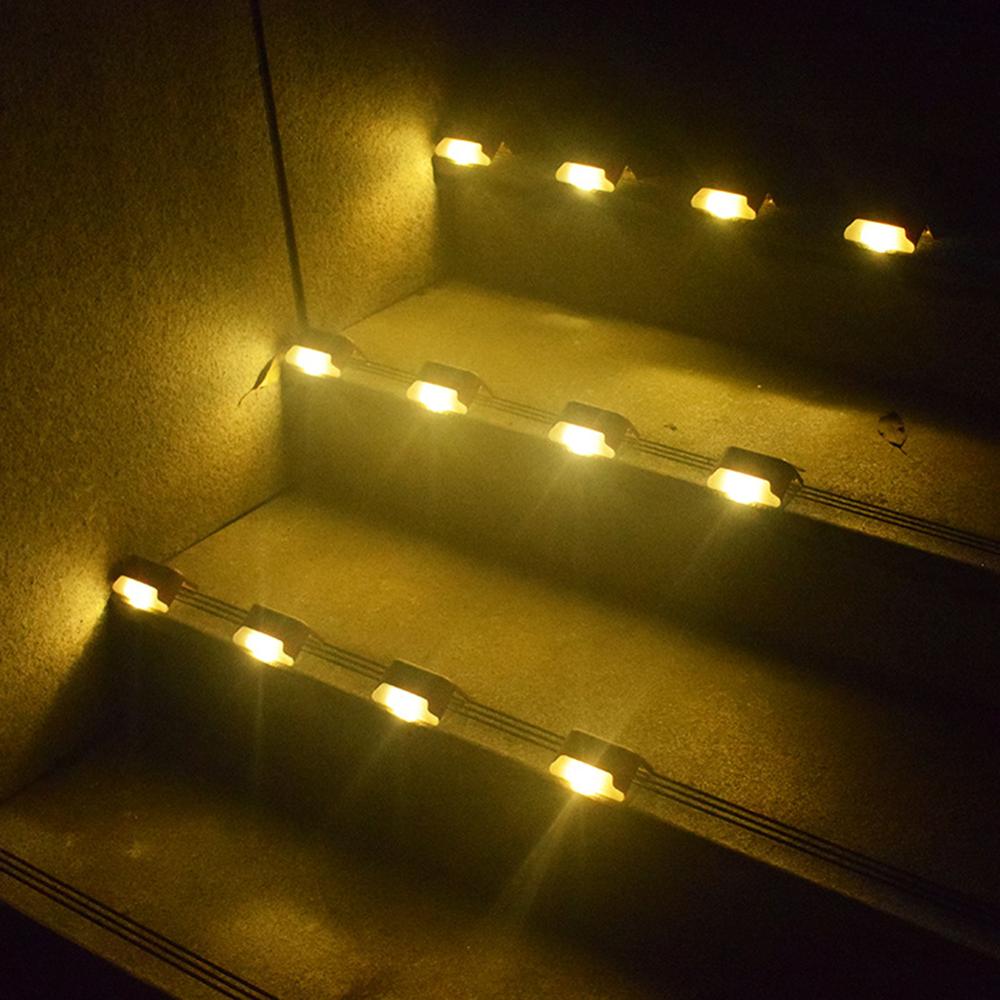 4PCS LED Solar Path Stair Lights Outdoor Garden Yard Fence Wall Landscape Lamp Solar Light for Stair Courtyard Outdoor Lighting