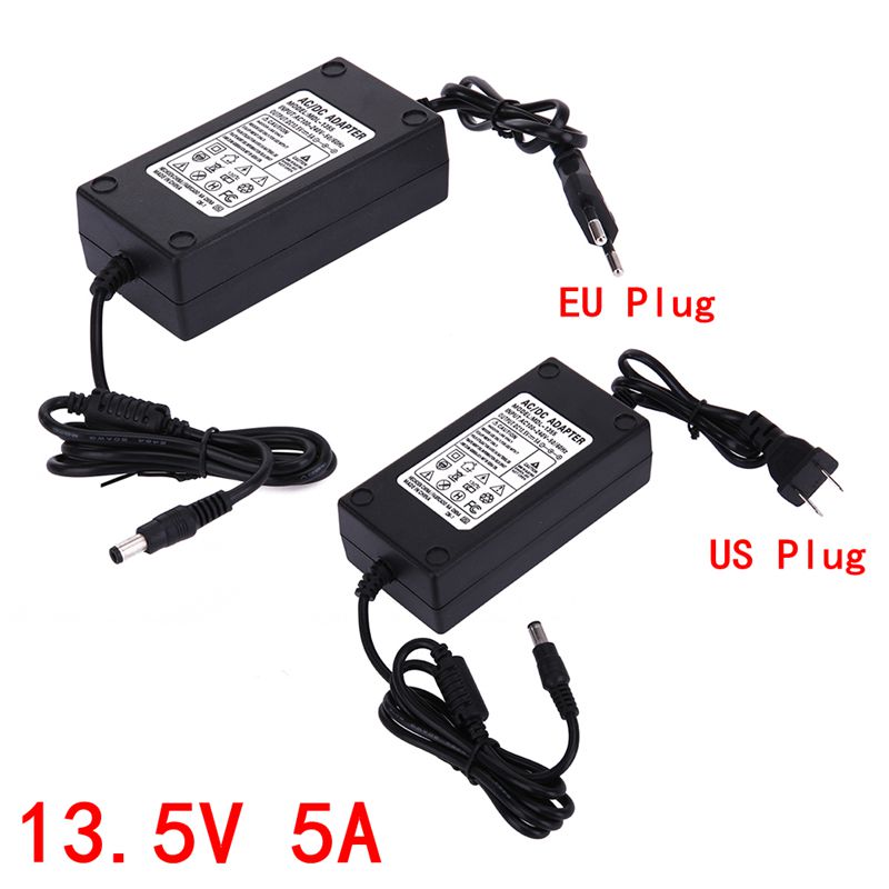 Universal 13.5V 5A AC to DC Power Supply Adapter Dual Cable Converter 5.5x2.1-2.5m Light Monitor Device Electronic Instrument