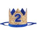 1 Pc New Creative Cute Boys 1st Birthday Silver Blue Gold Crown Kids Golden Blue Birthday Boy for Cake Smash Birthday Party Hat