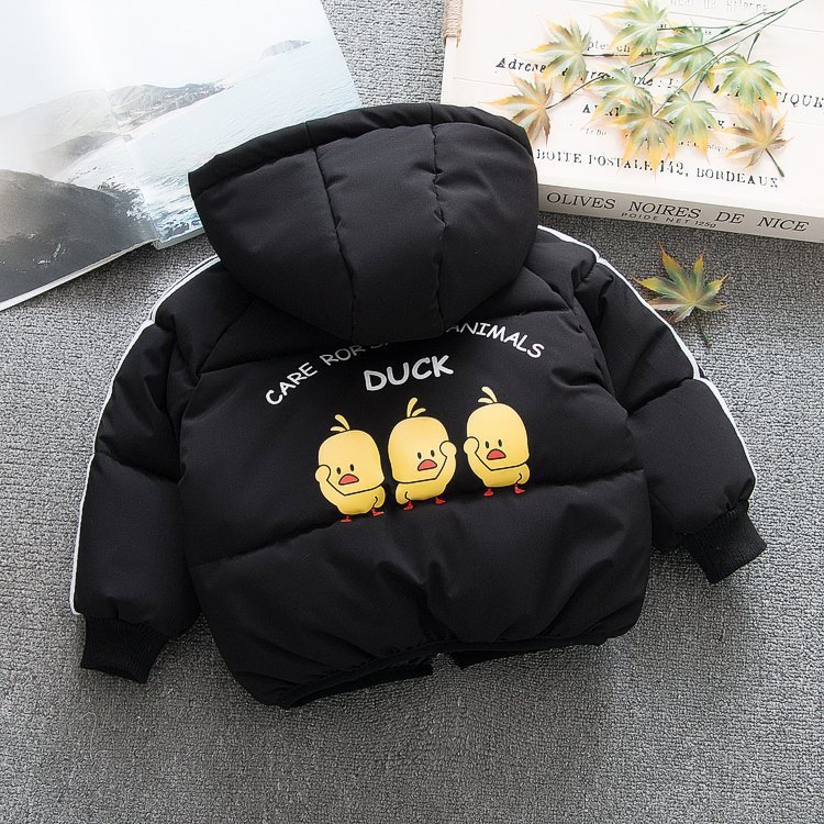 Winter Infant Girl Red Snow Wear Coat Cartoon Toddler Boy Black Down Jacket Hooded Outdoor Thicken Warm Kids Clothes Outerwear