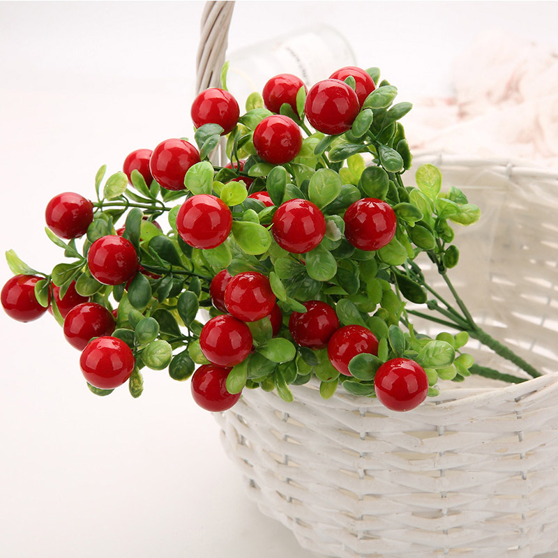 Plastic Red Pepper Bunch Artificial Plants Simulation Peppers Fake Vegetables Corsage Placed Fruits for Home Garden Decoration