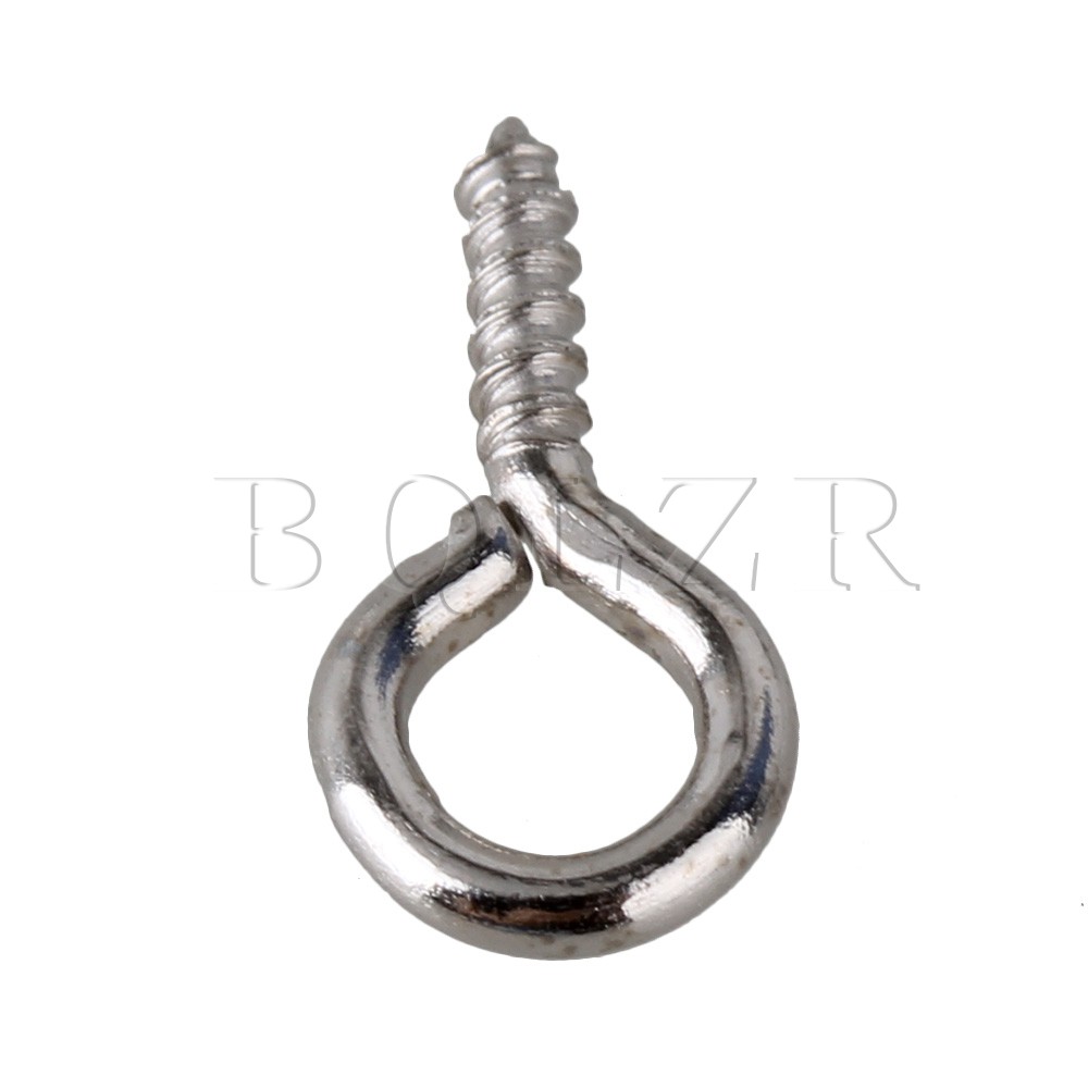 BQLZR 1000 x Small Mini Eye Hooks 0.3# Eyelet Screws Silver Iron Jewelry Findings