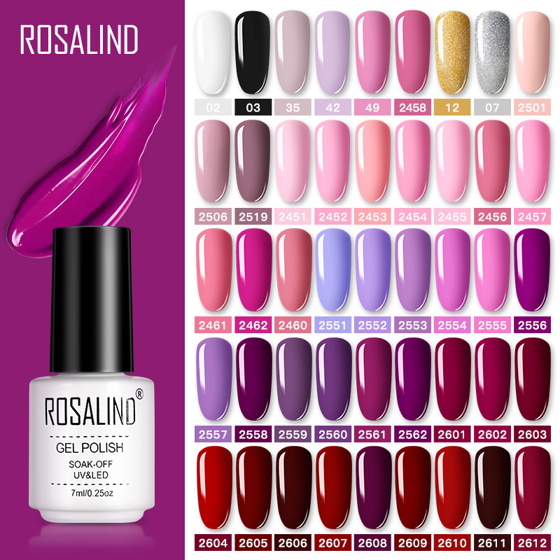 ROSALIND Gel Polish Set UV Vernis Semi Permanent Primer Top Coat 7ML Varnish Gel Nail Art Manicure Gel Lak Polishes Nails