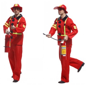 Fancy Adult Fireman Costume Halloween Cosplay Party Firefighter Fire Suit Men Role Play Party Clothes Funny Firefighter Uniform
