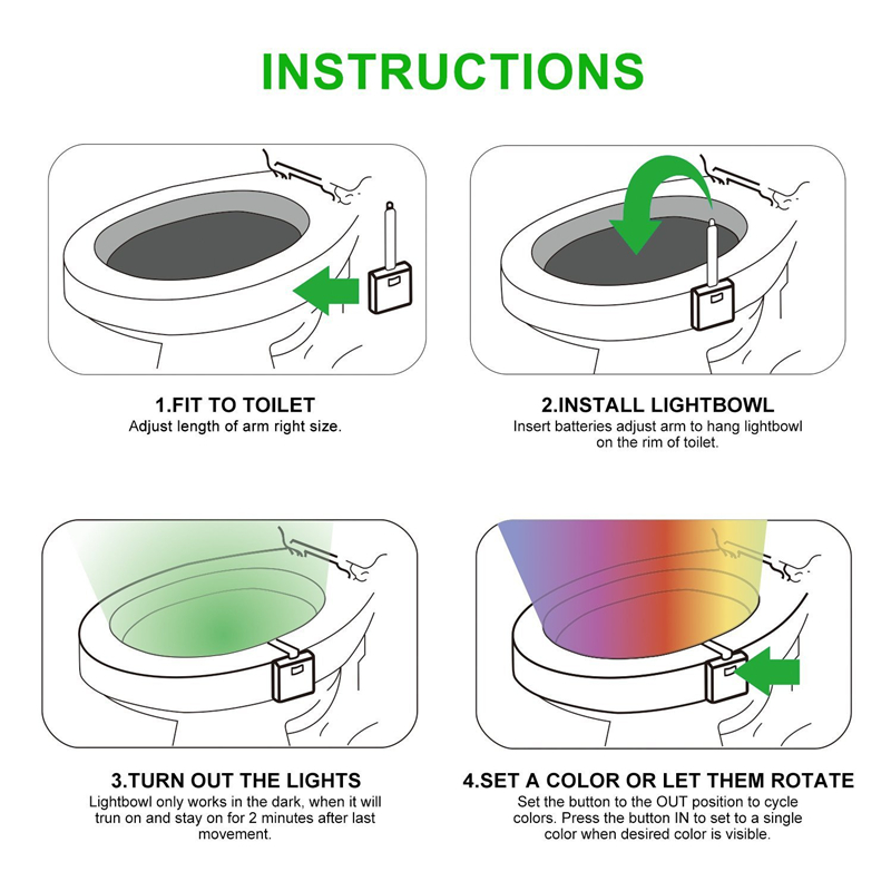 8 Color Infrared Induction Light Washroom Toilet Nightlight LED Toilet Smart PIR Motion Sensor For Bathroom WC Toilet Seat Light