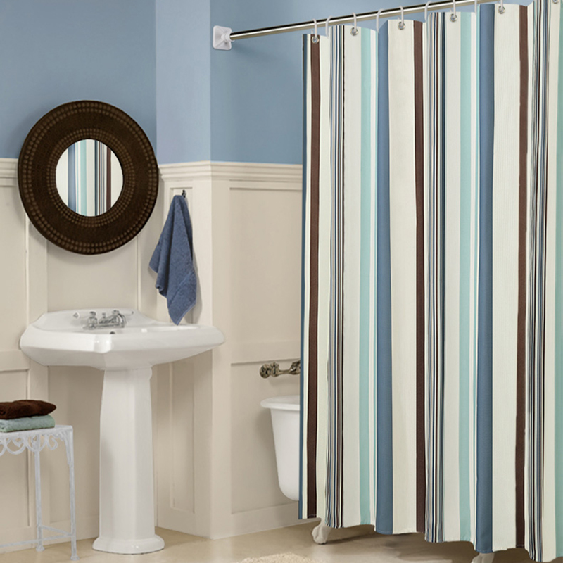 Vertical Stripes Elegant Polyester Fabric Shower Curtain Mildew Resistant Washable Bathroom Waterproof Bath Curtains