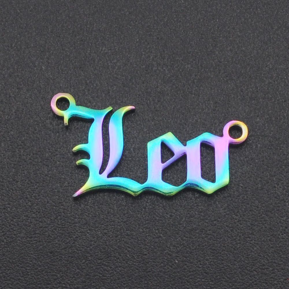 5pcs/lot 100% Stainless Steel Rainbow Zodiac Letter Name Pendant Charms for Women Wholesale DIY Charm for Jewelry Necklace