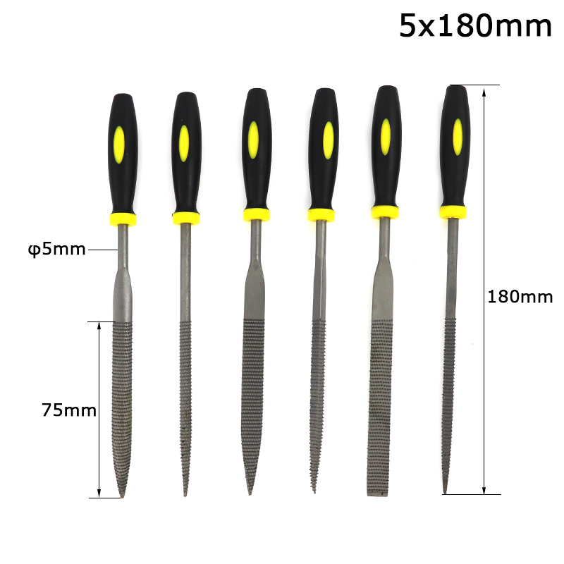 5x180mm 4x160mm 3x140mm 6PC Needle Files Metal File Rasp Set For Wood Metal Carving Burr DIY Craft Carpenter Woodworking Tools