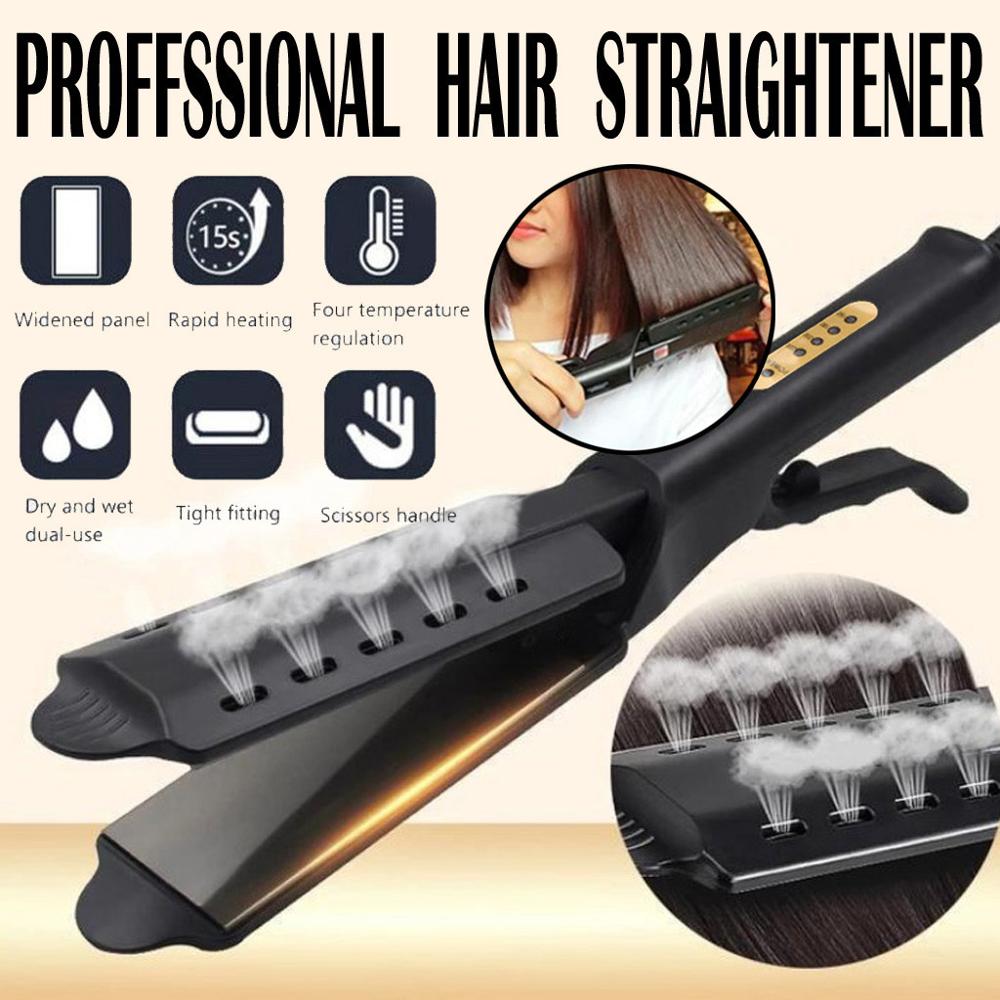 Hair Straightener Four-gear adjustment Heating Plate Ceramic Steam Ionic Flat Iron Hot Hair Straightening For Women Widen panel