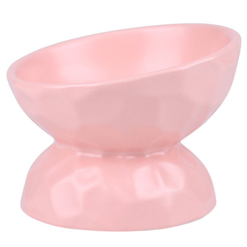 Ceramic Bevel Slant Pets Water Neck Protection Bowls