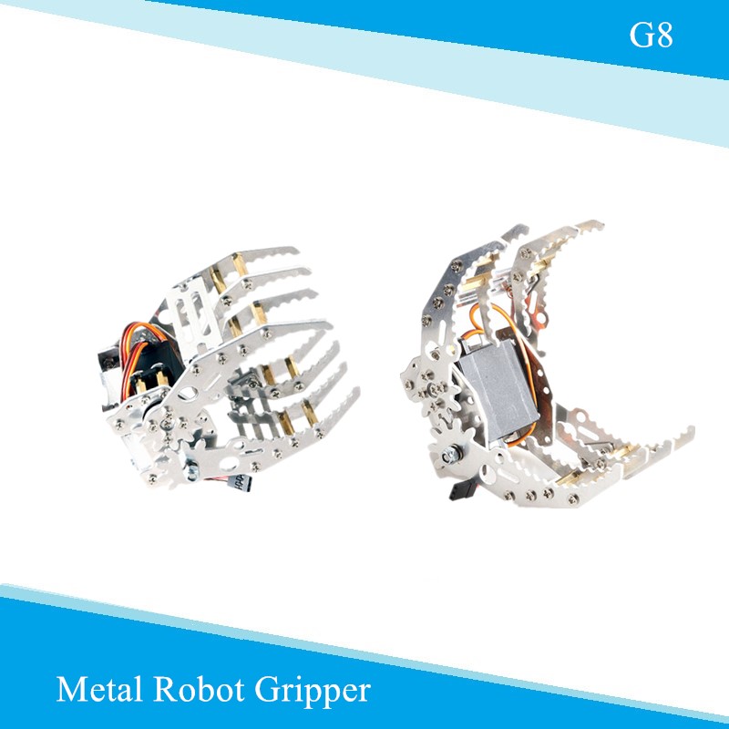 G8 Metal Gripper Hard Aluminum Alloy Manipulator Mechanical Arm Metal Robot Gripper Clamp for Servos Robot Parts DIY