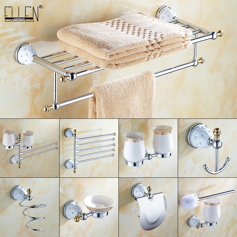 Wall Mounted Bathroom Accessories Set Towel Shelf Towel Holder Toilet Paper Holder Soap Holder Soap Dispenser EKY5100