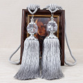 1Pair Curtain Tiebacks Euro Faux Crystal Tassels Fringe Curtain Tieback Tie Backs Room Accessories Shower Curtain Holder Wall