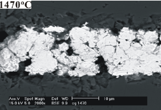 Fig. 4. (a) Interfacial microstructure (1470C)