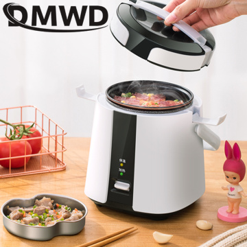 DMWD 1.2L Multifunction Mini Electric Rice Cooker 2 Layers Heating Food Steamer Multifunction Meal Cooking Pot 1-2 People Lunch