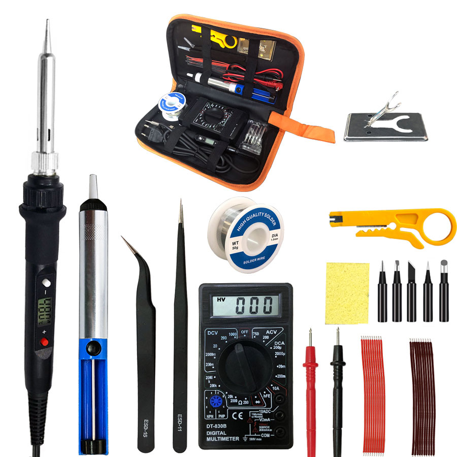 80W Digital Electric Soldering Iron 220V 110V Temperature Adjustable LCD display Solder welding iron tool kit Tips 60W/80W