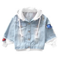 Girls Jackets 2021 Spring Fashion Sky Blue Denim Hooded Outerwear Autumn Button Patch Denim jacket Children Clothing