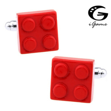 iGame Factory Supply Building Blocks Cuff Links For Men Brass Material Red Color Free Shipping