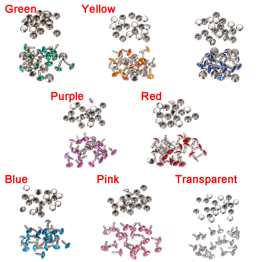 20sets/40pcs Multicolor Rhinestone Rivets DIY Clothing Bag Shoes Crafts Decoration Supplies Garment Sewing Drill Nail Button