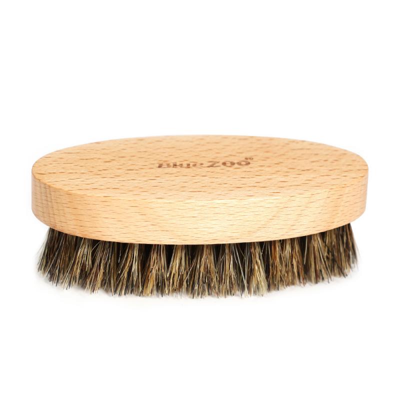 New 1pcs Fashion Multifunction Beauty Ellipse Men Boar Hair Bristle Beard Mustache Brush Beech Wood Handle Comb Styling Tools