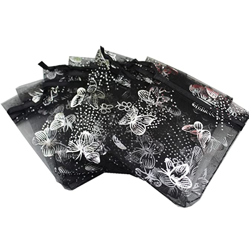New 100 Pcs 10x12cm Butterfly Organza Bag Drawable Jewelry Bag Favor Gift Bag Candy Pouche Promotion Bag Cosmetic Bag