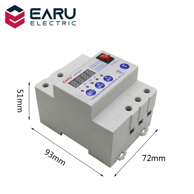 63A Automatic Reconnect Circuit Breaker With Over Voltage Under Voltage Over Current Leakage Protection Surge Protection Relay