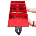 Women 5 Storage Space Sunglasses Tray Black Red Fashion Pu Leather Roll travel Eyeglasses Case Display Box Eyewear Accessories