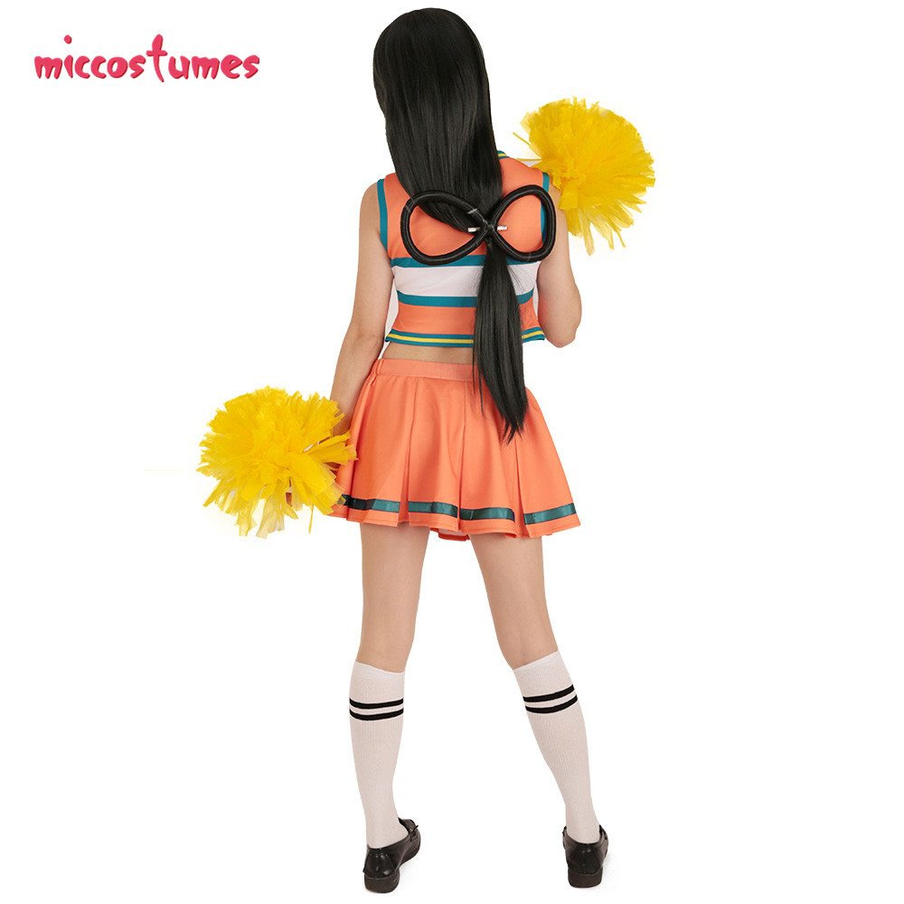 My Hero Academia Cheerleaders Uniform Ochako Tsuyu bnha Cheer Uniform Cosplay Costume Girls Dress with Cheerleading Poms
