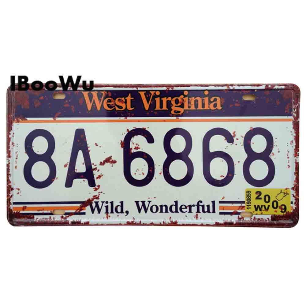 Vintage Poster Route 66 Car Number License Plate Plaque Poster Metal Tin Signs Bar Club Wall Garage Home Decoration 15*30cm