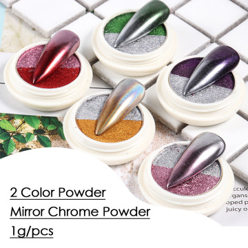 1box of10g-8solid two-color nail glitter Solid laser powder titanium gold powder magic mirror water ripple nail powder two-color